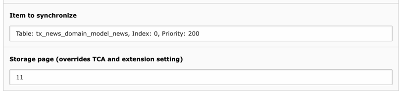 View of the External Import Scheduler task options
