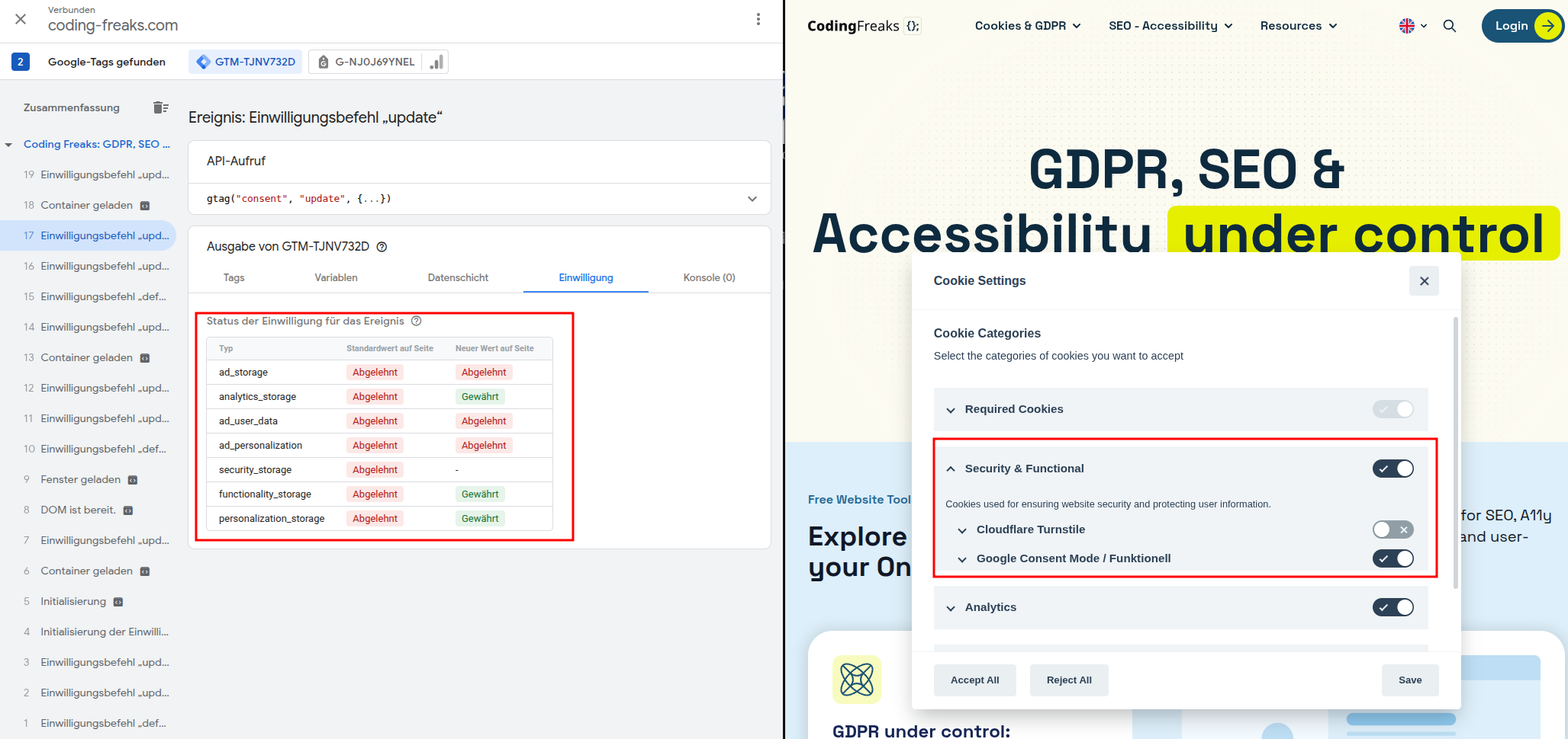 Consent Mode Admin - Debug