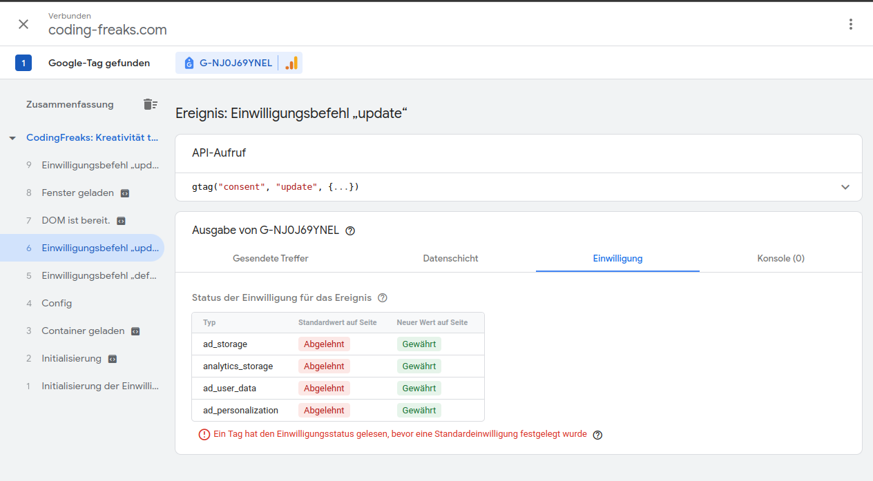 Consentmode Admin - Debug