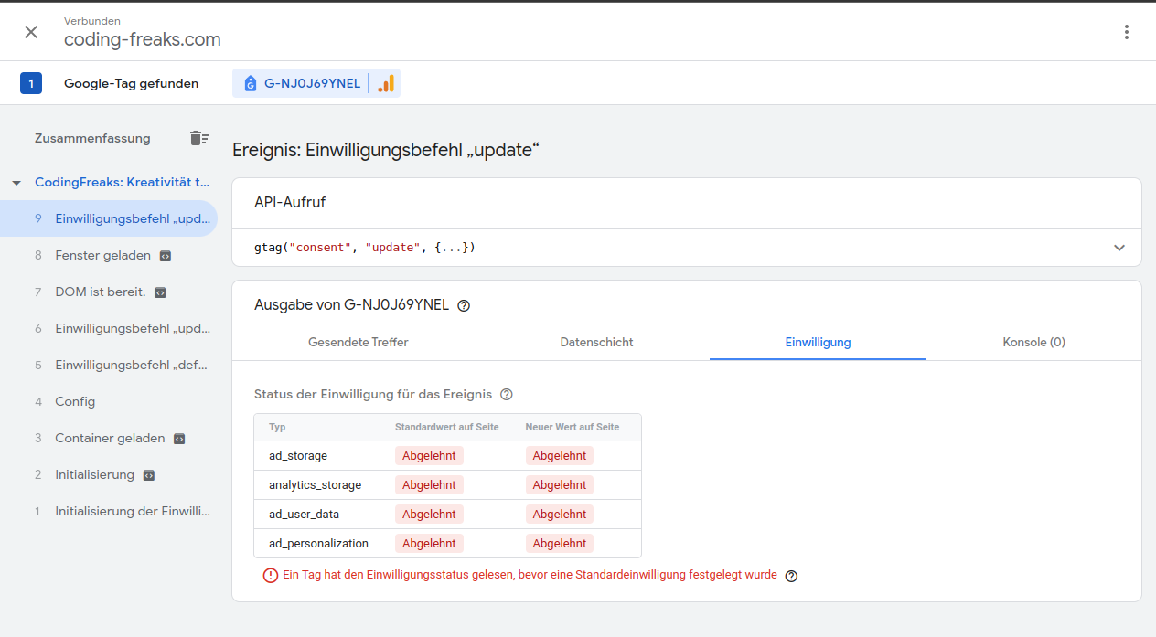 Consentmode Admin - Debug