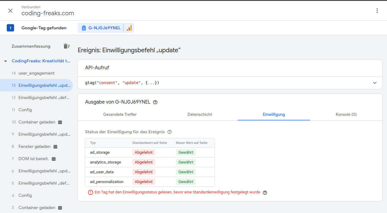 Consentmode Admin - Debug