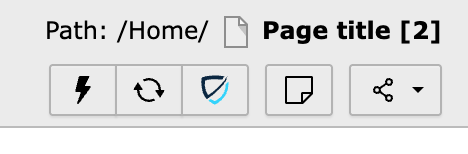 Screenshot of the page buttonbar showing Myra Clear Cache option