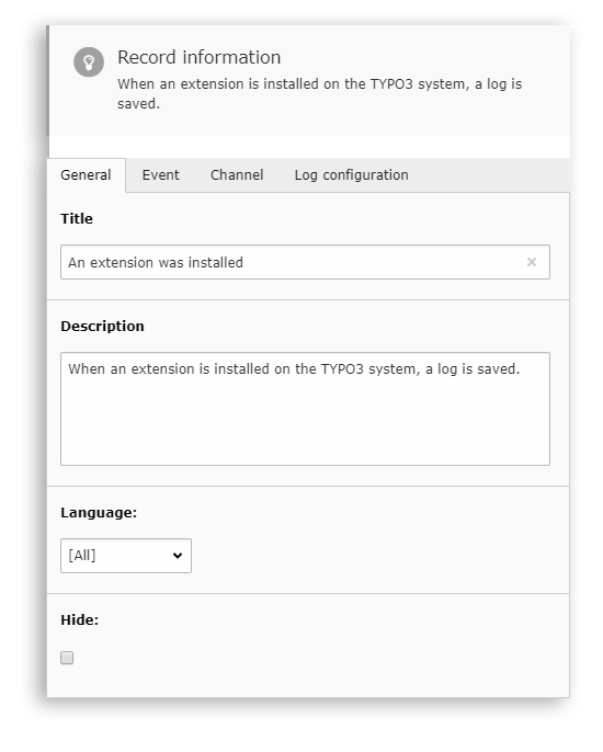 Log tab general