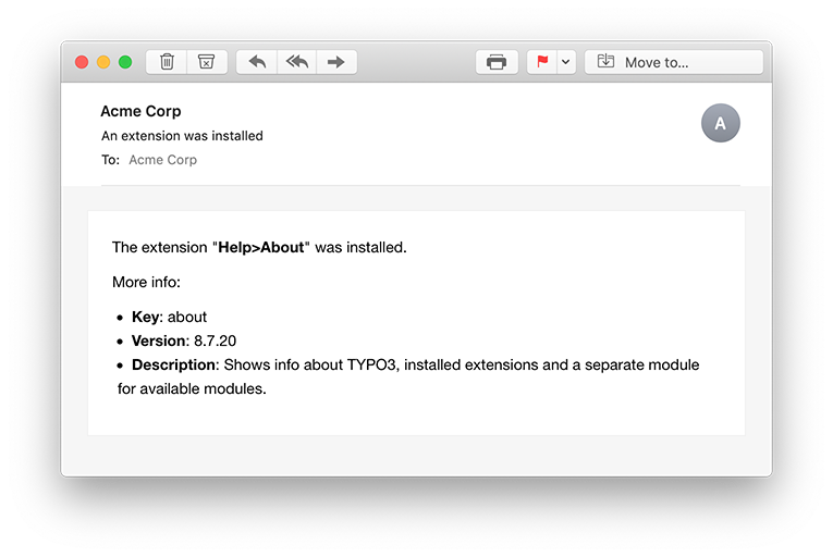 The received email