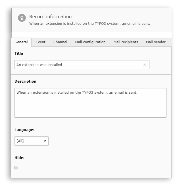 Email tab general