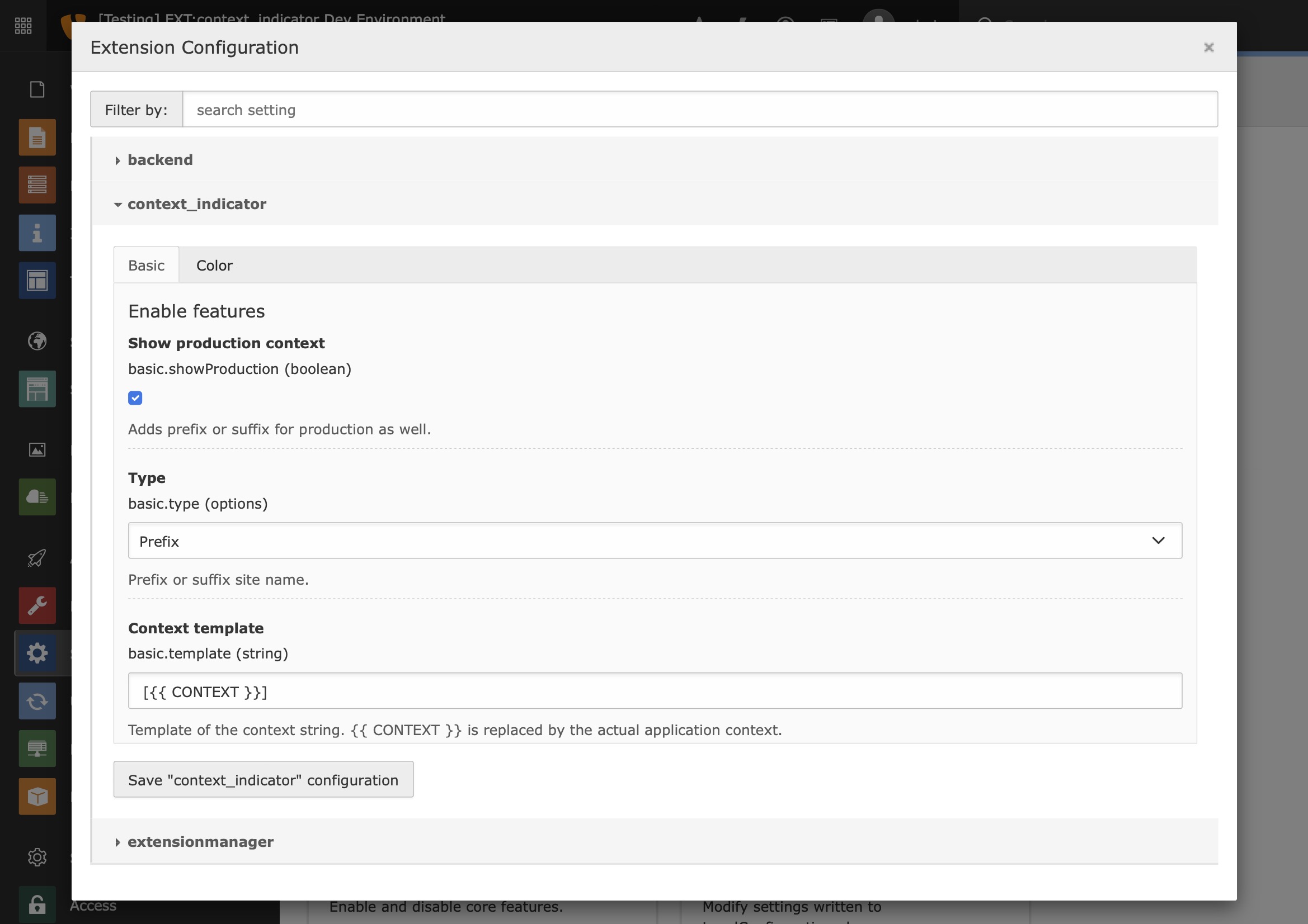 Basic configuration options