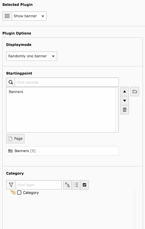 Banner plugin in TYPO3 backend