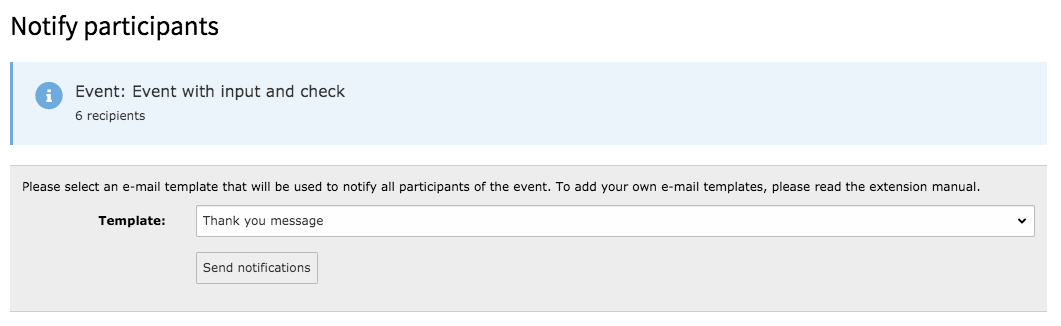 Actions of the backend module