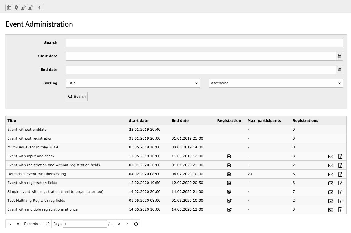 Backend administration module