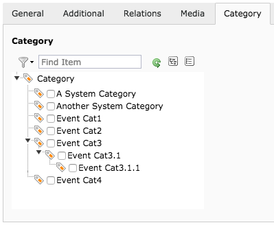 Event category tab