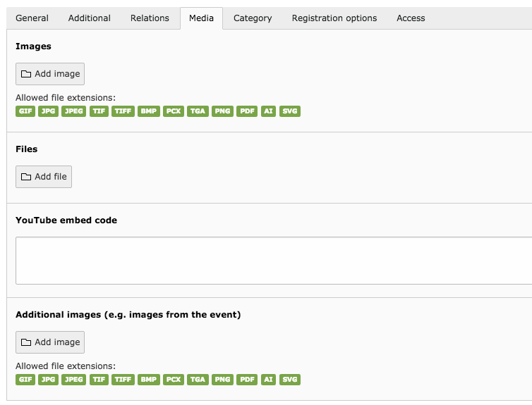 Event media tab