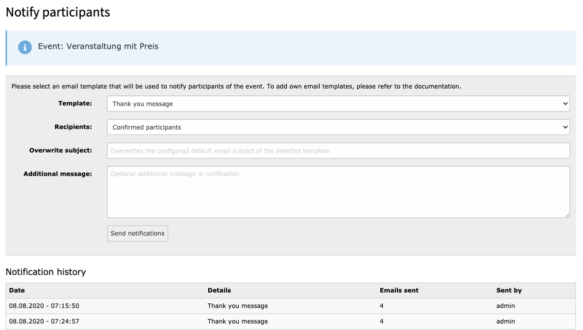 Individual email notifications