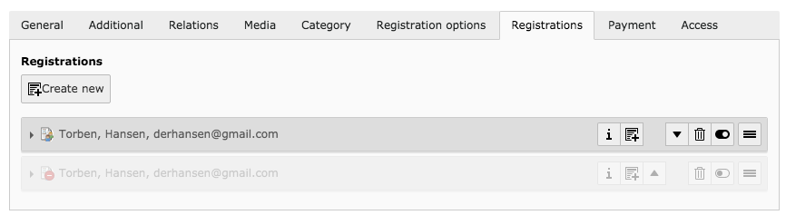 Event record (Tab: registrations)