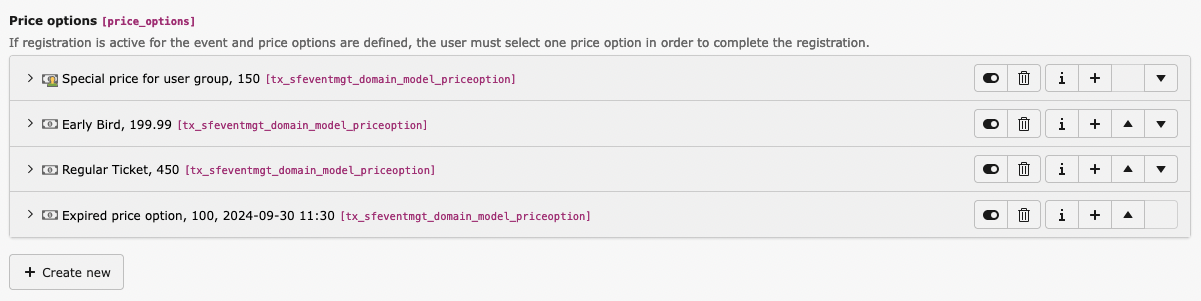 Price options
