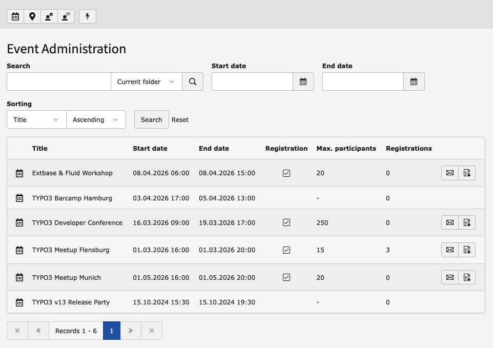 Backend administration module