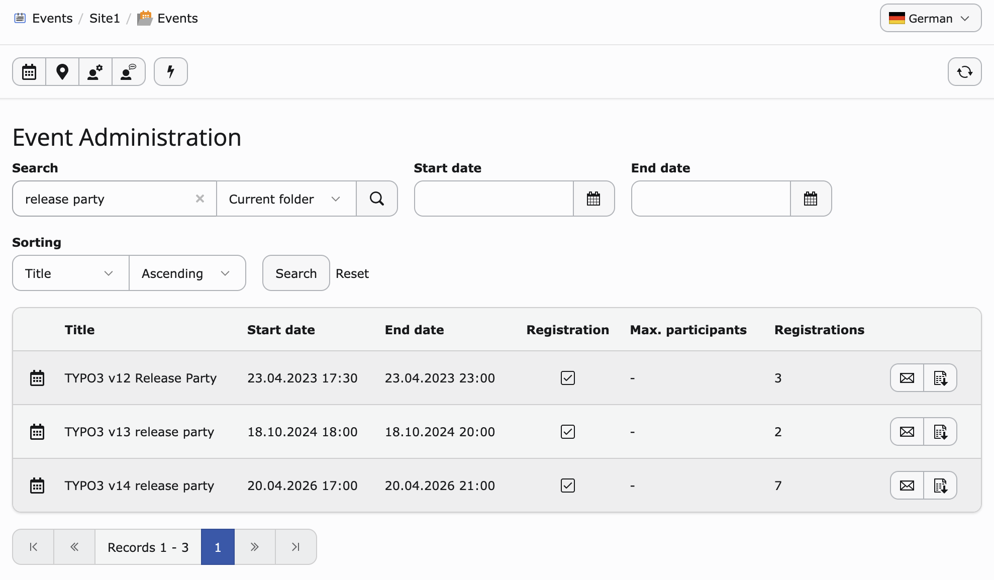 Backend administration module