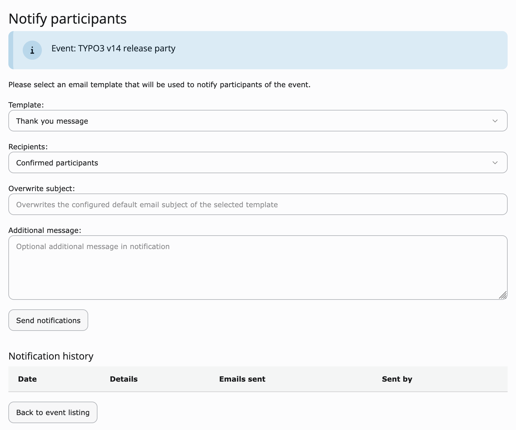 Individual email notifications