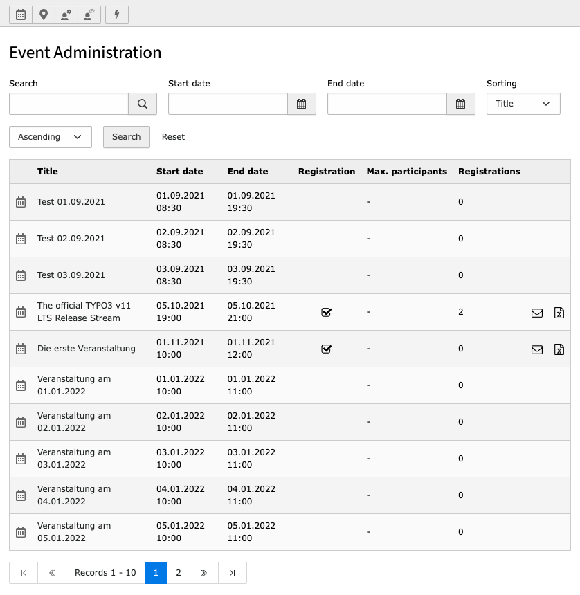 Backend administration module