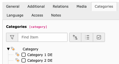 Event category tab