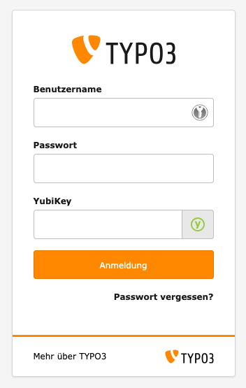 YubiKey TYPO3 backend login