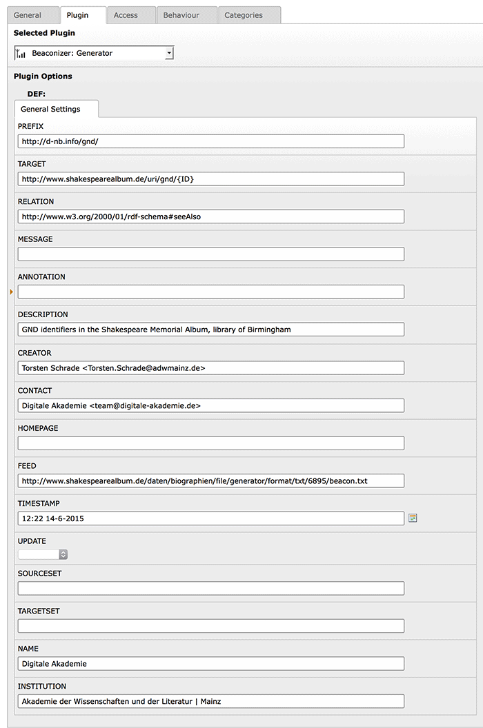 The complete form of the generator plugin