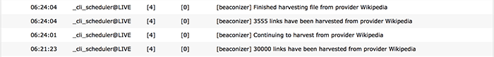 Log entries of the scheduler task in the system log