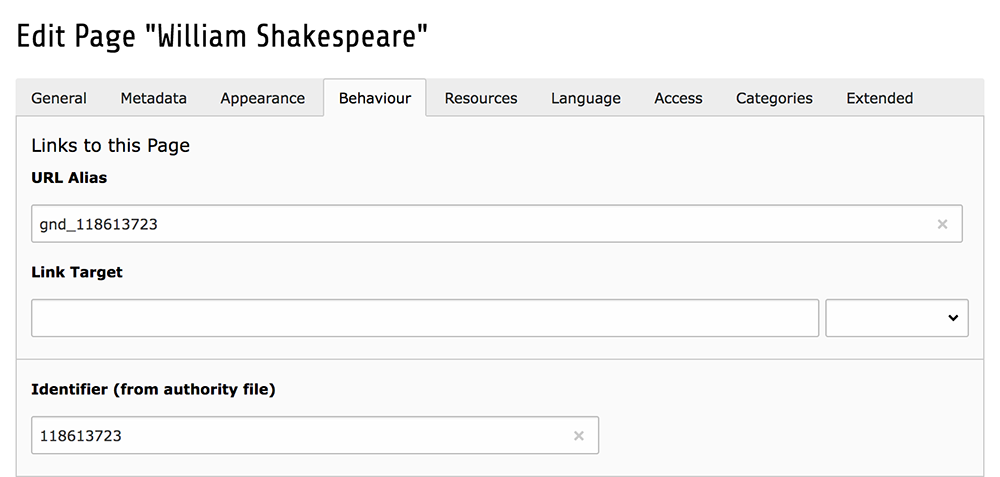 Identifier field in the page properties