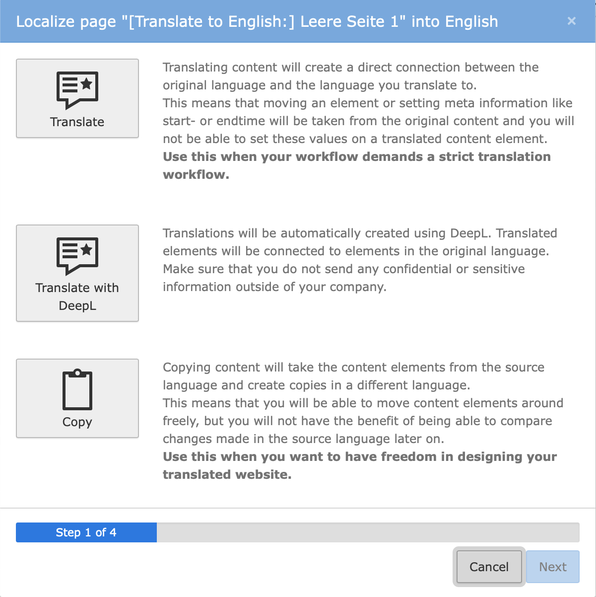 Translation window