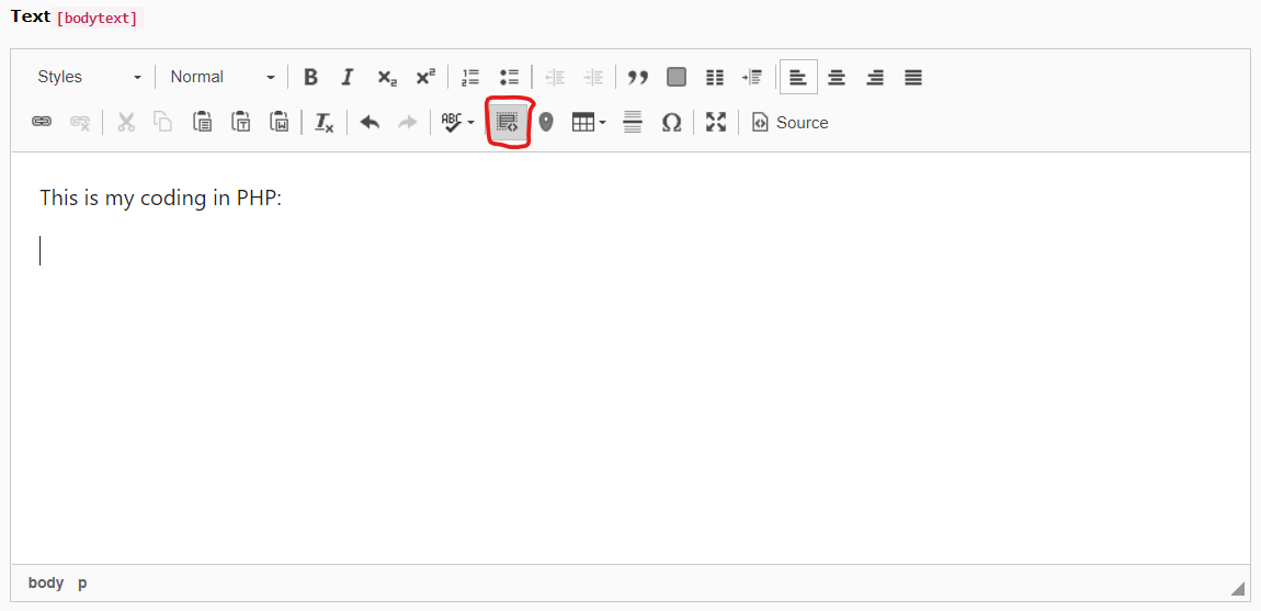 Insert Code Snippet button in CKEditor