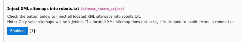 Configuration of sitemap injection within the Sites module