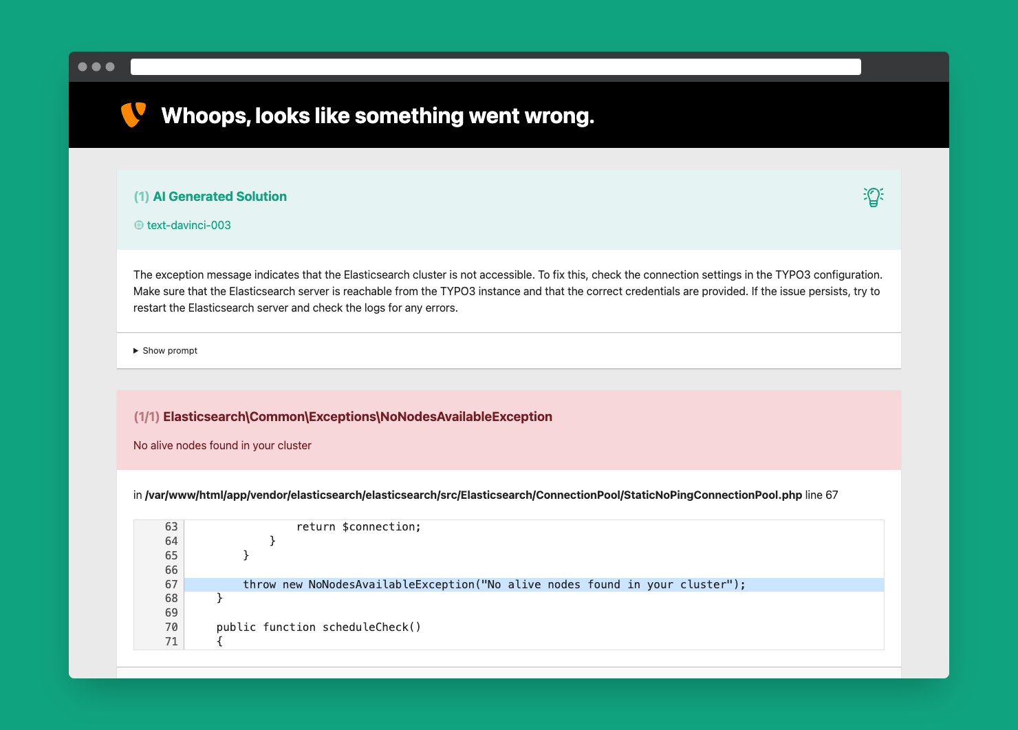 Error page screenshot