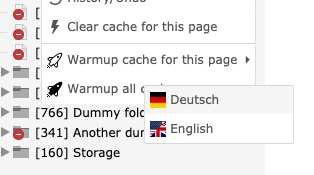 Cache warmup context meu items within the page tree