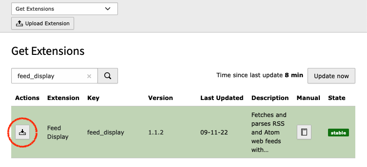 The "Get Extensions" dialog