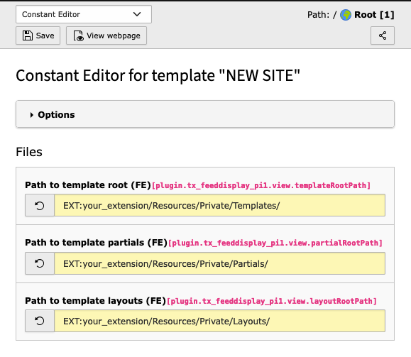 Constant Editor: Fluid Template Paths