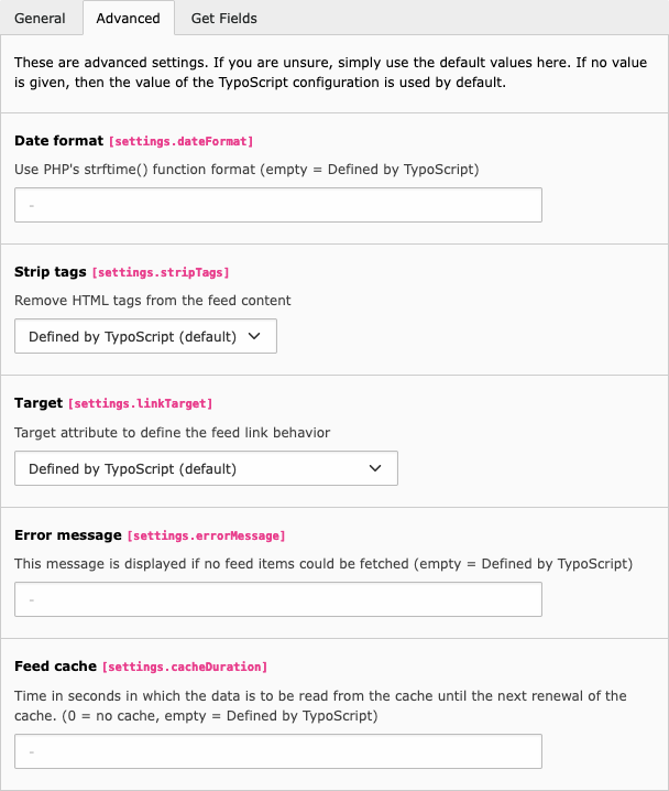 Plugin Options: Advanced Tab