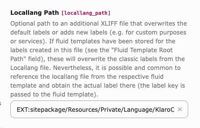 Locallang Path field used to reference a custom XLIFF file