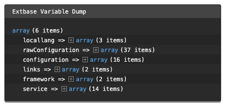 Fluid debug output showing variables available in a Fluid-enriched label template