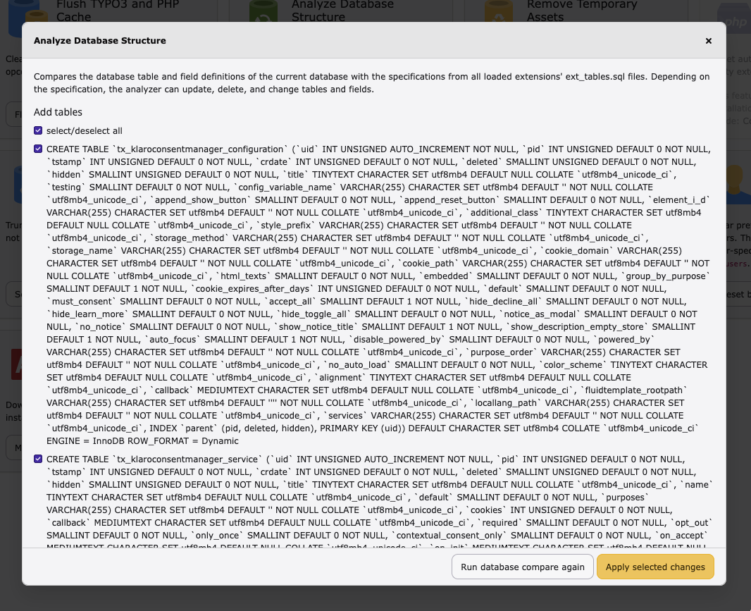 Maintenance module with proposed database schema changes for the Klaro extension