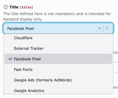 Service record value picker with predefined Klaro service presets