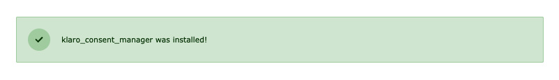 Installation success message
