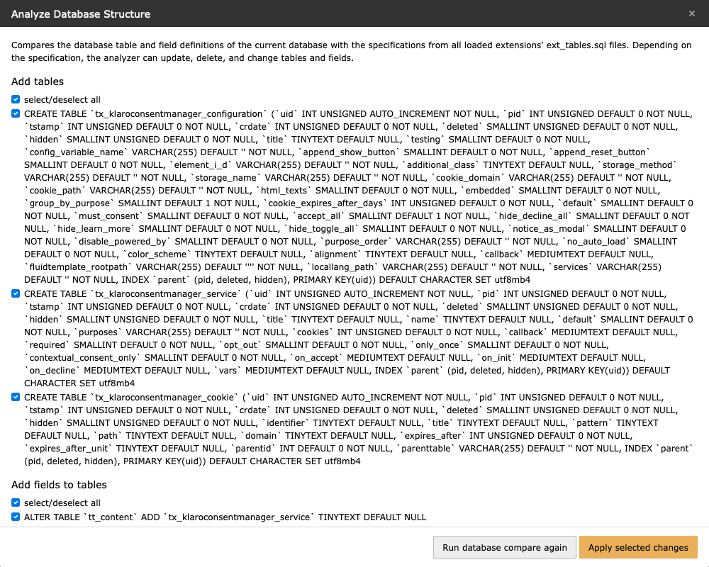 Maintenance: Analyze Database Structure
