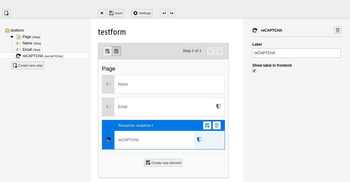 Add recaptcha element in form