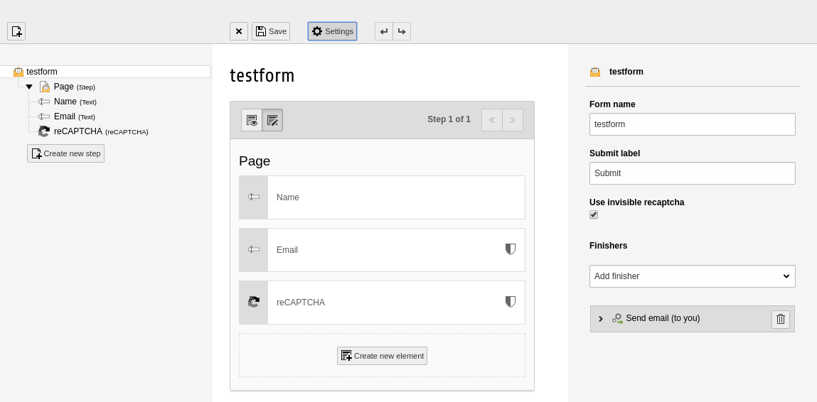 Configuration of invisible recaptcha