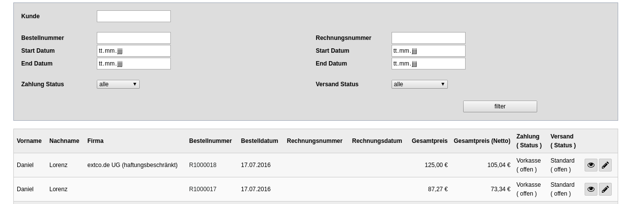 List of all orders in a folder