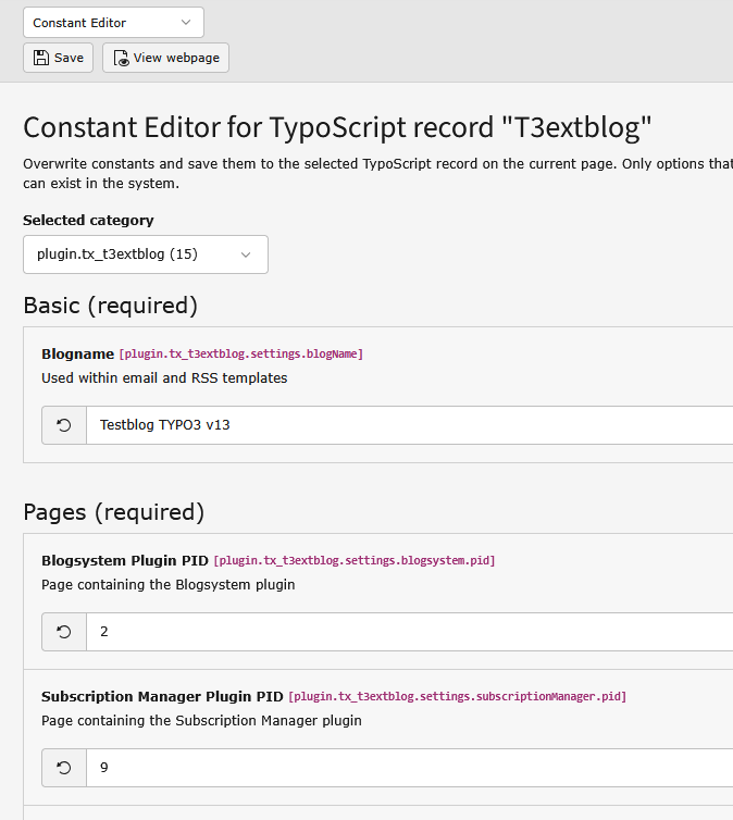 Constant editor backend module