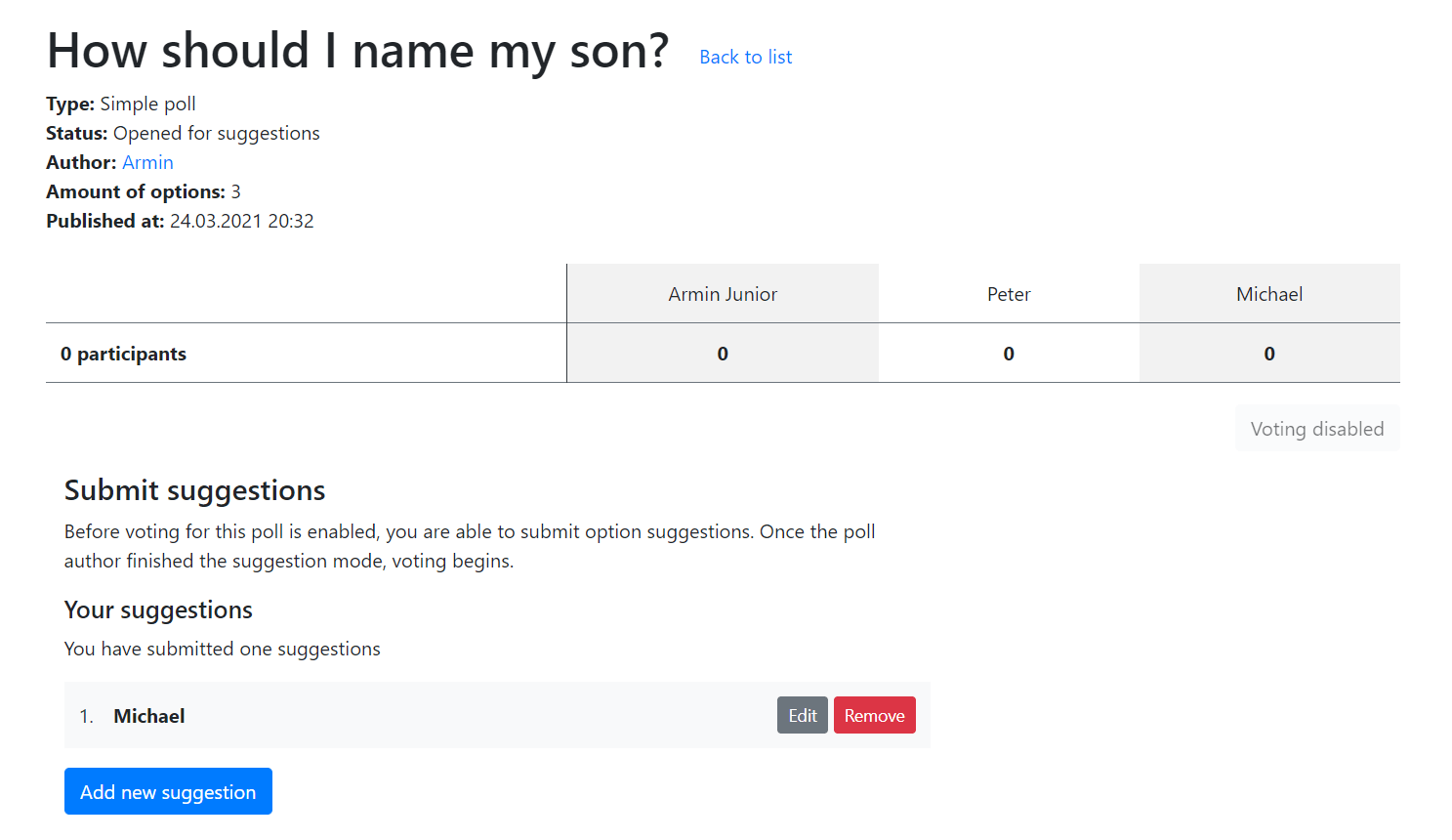 t3oodle poll, when status is "open for suggestions"
