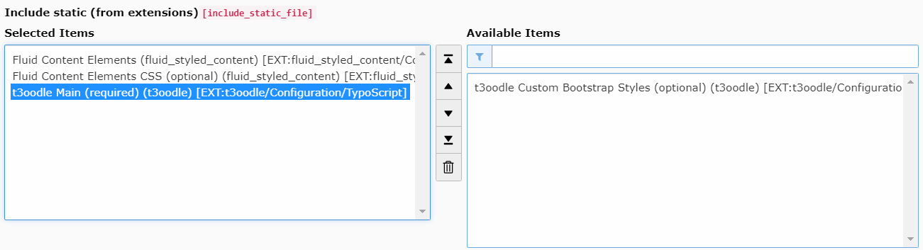Include static (from extensions) in sys_template record