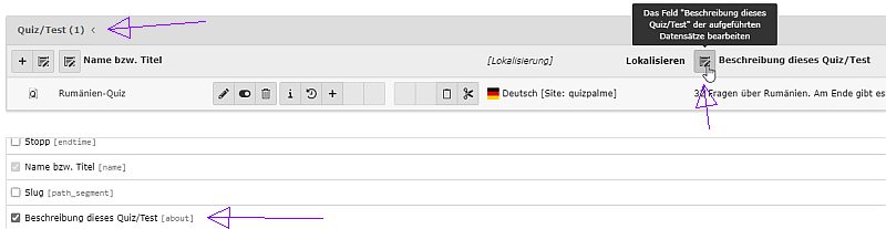 Backend view in the list view.