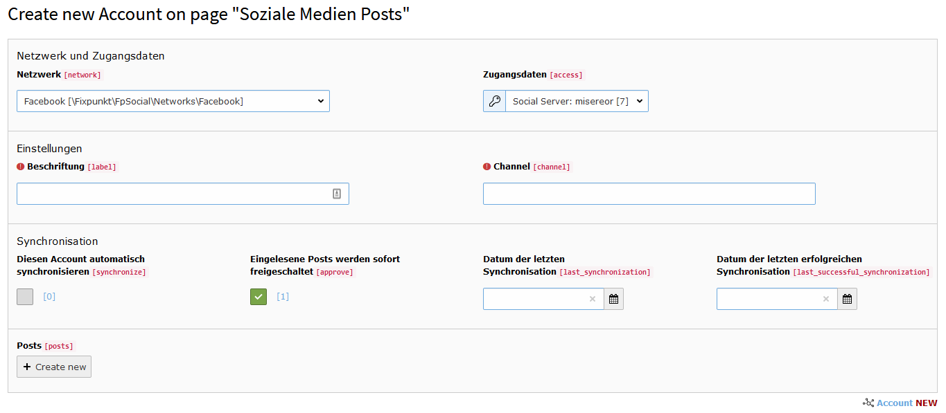 Fill in account