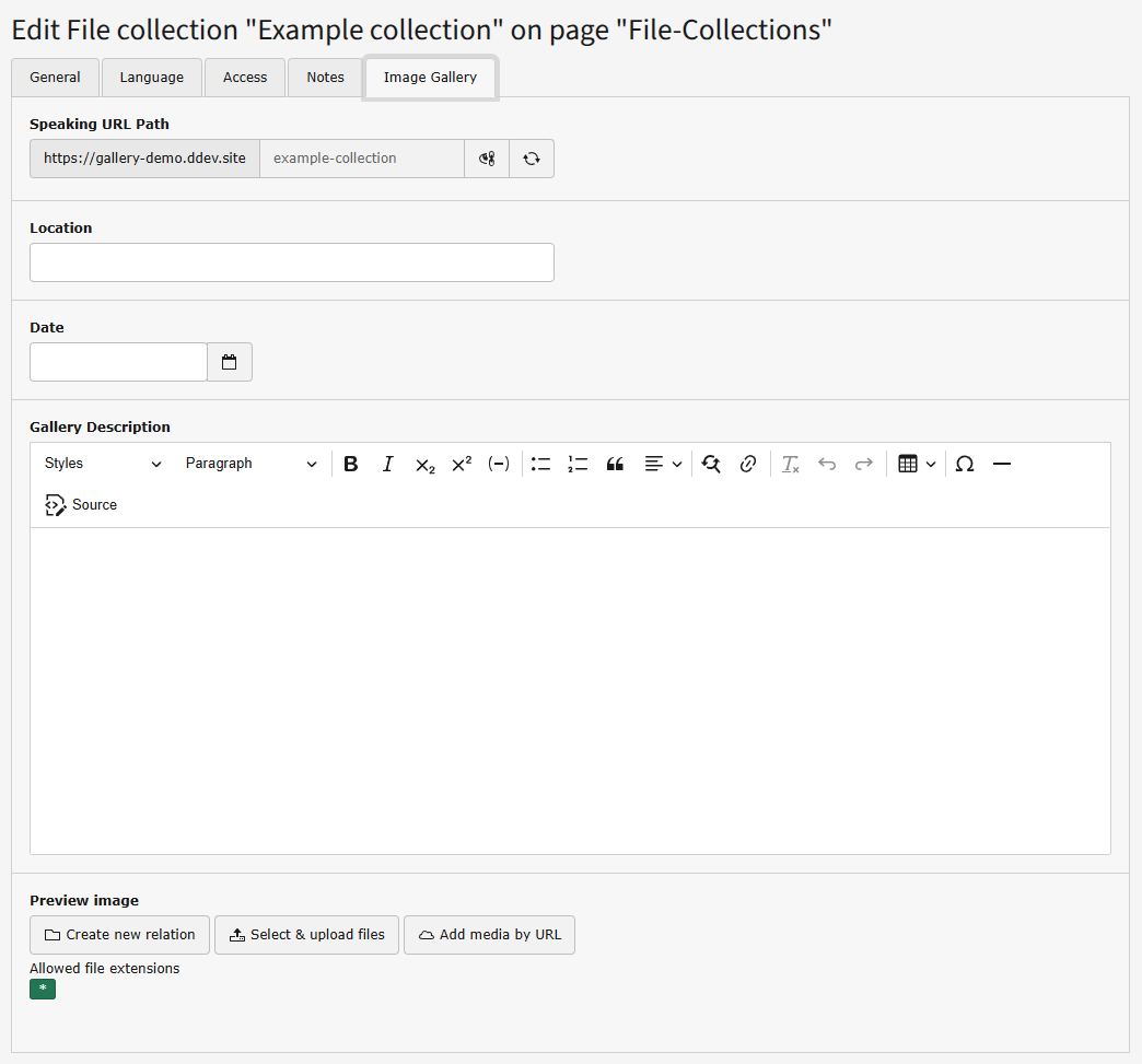 Backend view of a file collection record